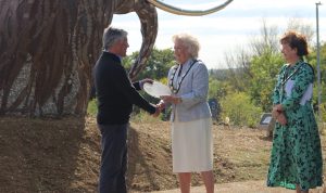 Hugo Kirby and the Mayor of Chelmsford at the Channels Mammoth Installation